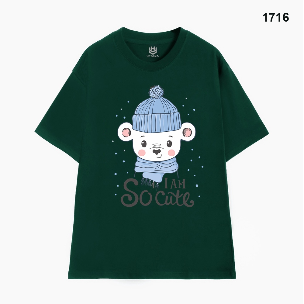 Áo Thun HY KOREA Vải Cotton 100 Nguyên Chất In Hình Noel 1716 Phom Rộng OverSize Unisex