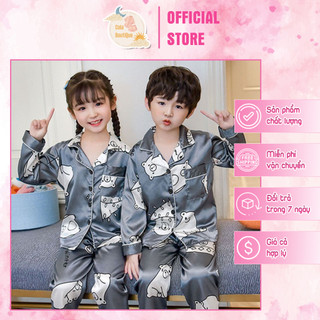  Đồ Ngủ Bé Trai Bé Gái COLA BOUTIQUE - Bộ Đồ Ngủ Pijama Dài Tay Cho Bé Chất Liệu Không Xù Lông Hình Chú Gấu Trắng 