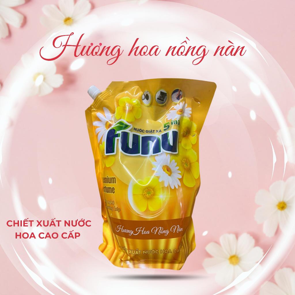 Túi nước giặt xả Funu 3.6kg hương nước hoa cao cấp, giặt sạch ngăn tái bám, giữ bền màu cho vải, lưu hương 24h Màu Vàng