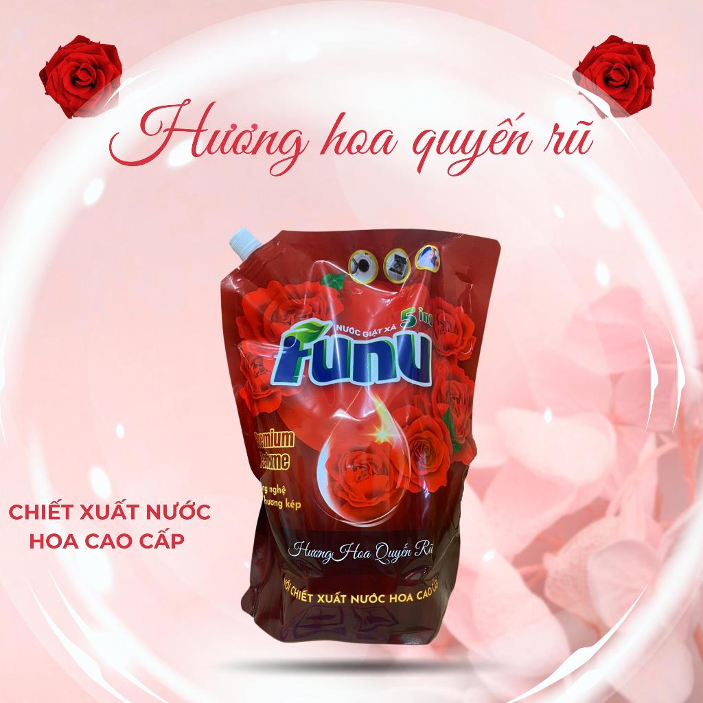 Túi nước giặt xả Funu cao cấp 5 in 1 3.6 kg đậm đặc hương nước hoa cao cấp, lưu hương 24h với công nghệ kép an toàn Đỏ