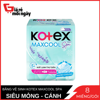 Băng vệ sinh siêu mỏng cánh 23cm 8 miếng kotex maxcool mặt bông mềm mại