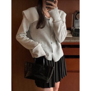 Áo cardigan len tăm cổ bẻ phong cách Hàn Quốc