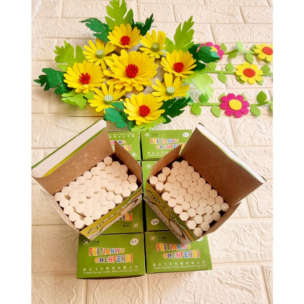Phấn màu lục giác 50 viên, phấn mỹ thuật 12 viên