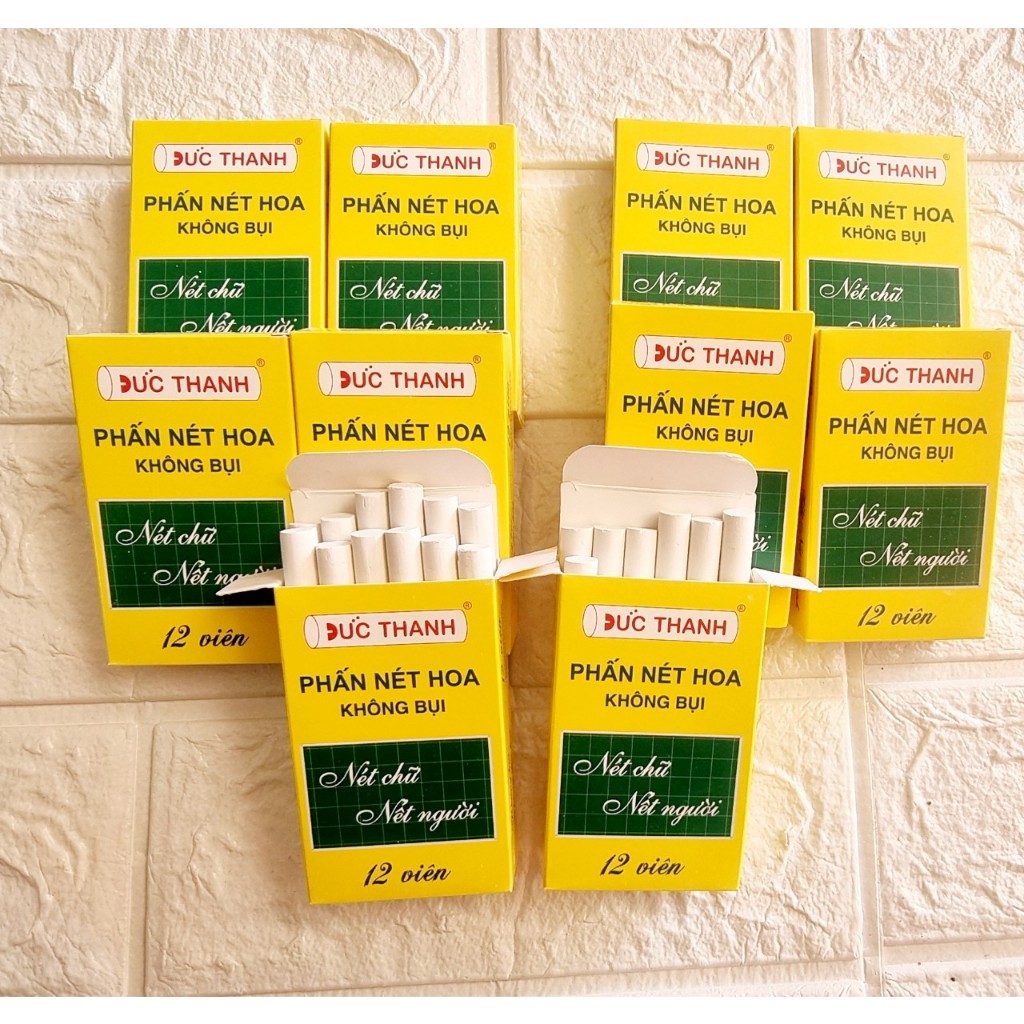 Phấn màu lục giác 50 viên, phấn mỹ thuật 12 viên