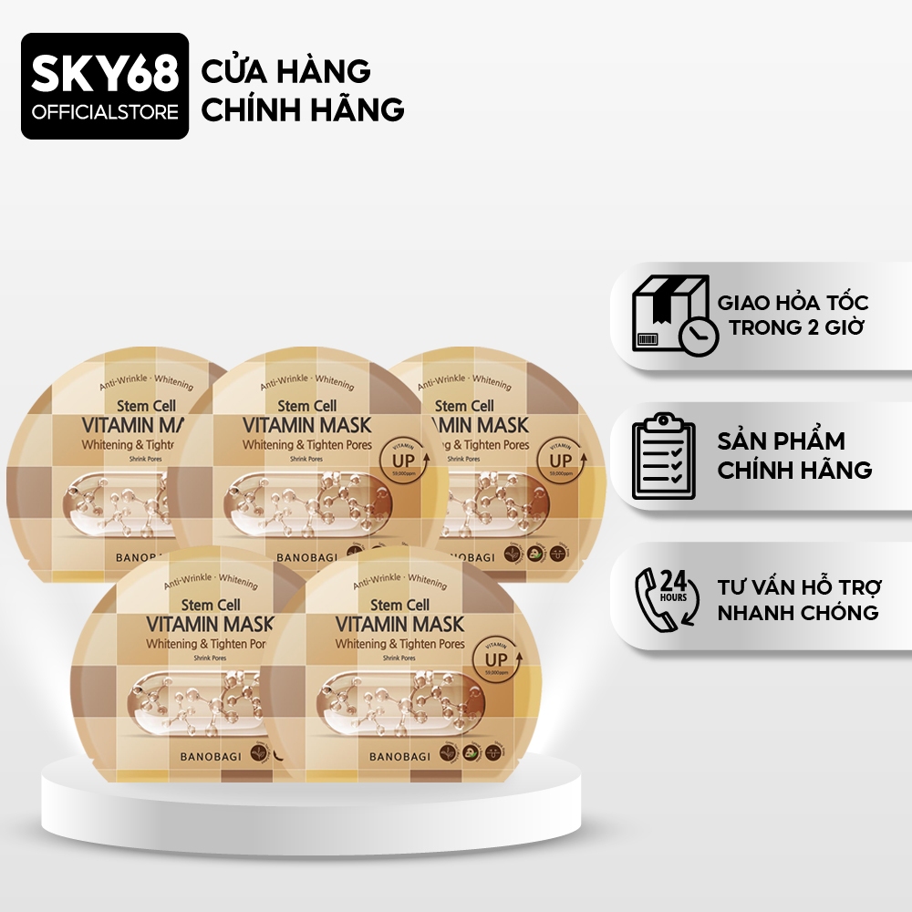 Combo 5 Mặt nạ BANOBAGI Loại Bỏ Dầu, Se Khít Lỗ Chân Lông Stem Cell Vitamin Mask 30ml x5 - CARO Tighten Pores