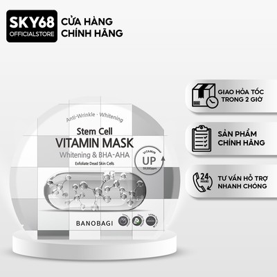 Mặt nạ BANOBAGI Làm Sáng Da, Tẩy Tế Bào Chết Stem Cell Vitamin Mask 30ml - CARO BHA - AHA