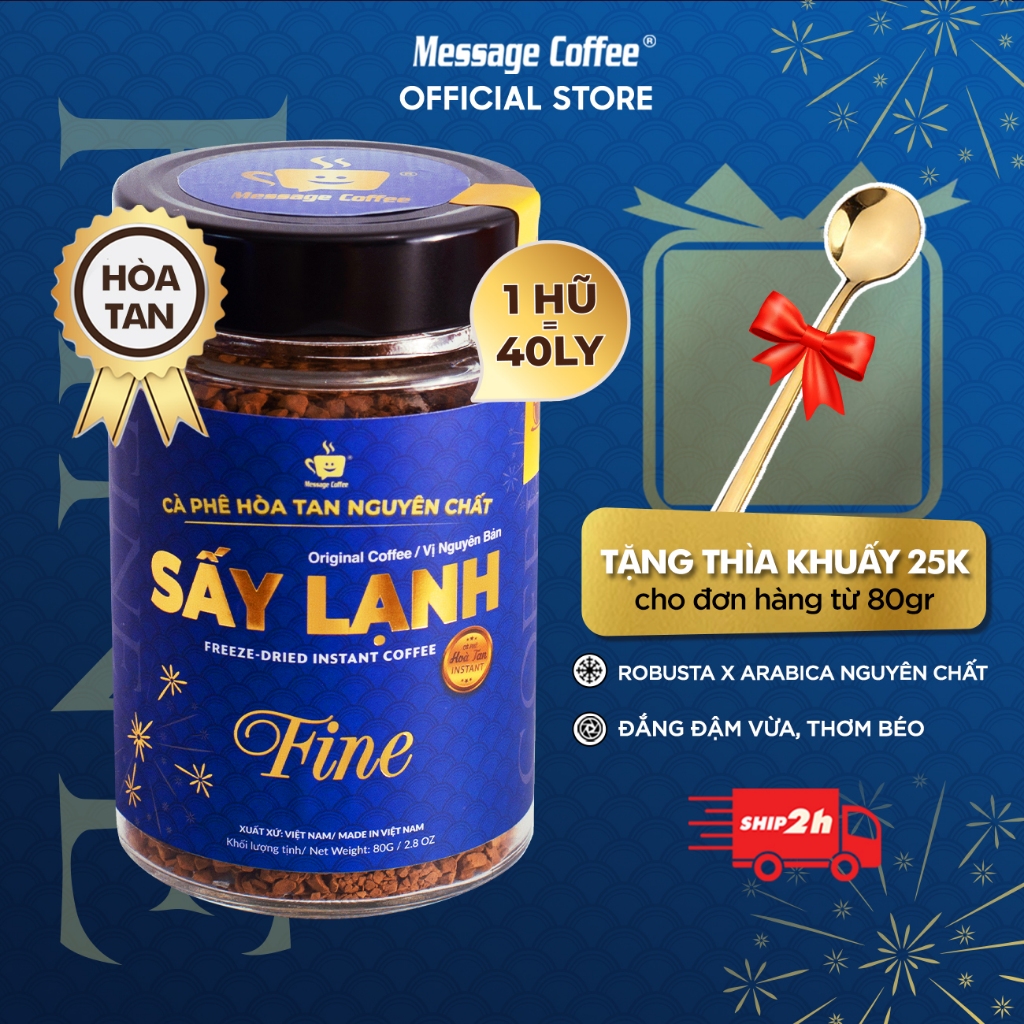 Cà Phê Hòa Tan Sấy Lạnh FINE Cao Cấp , tinh chất cafe rang xay nguyên chất, hòa tan tiện lợi, dùng liền