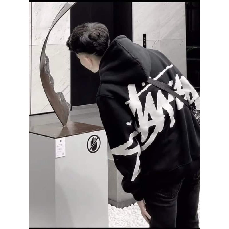 Áo Hoodie Stussy In Hoạ Tiết Chữ Kí Trắng Mũ Rộng 2 Lớp Vải Cotton Nỉ Cao Cấp , Áo Hoodie Nam Nữ Unisex KMG Fashion