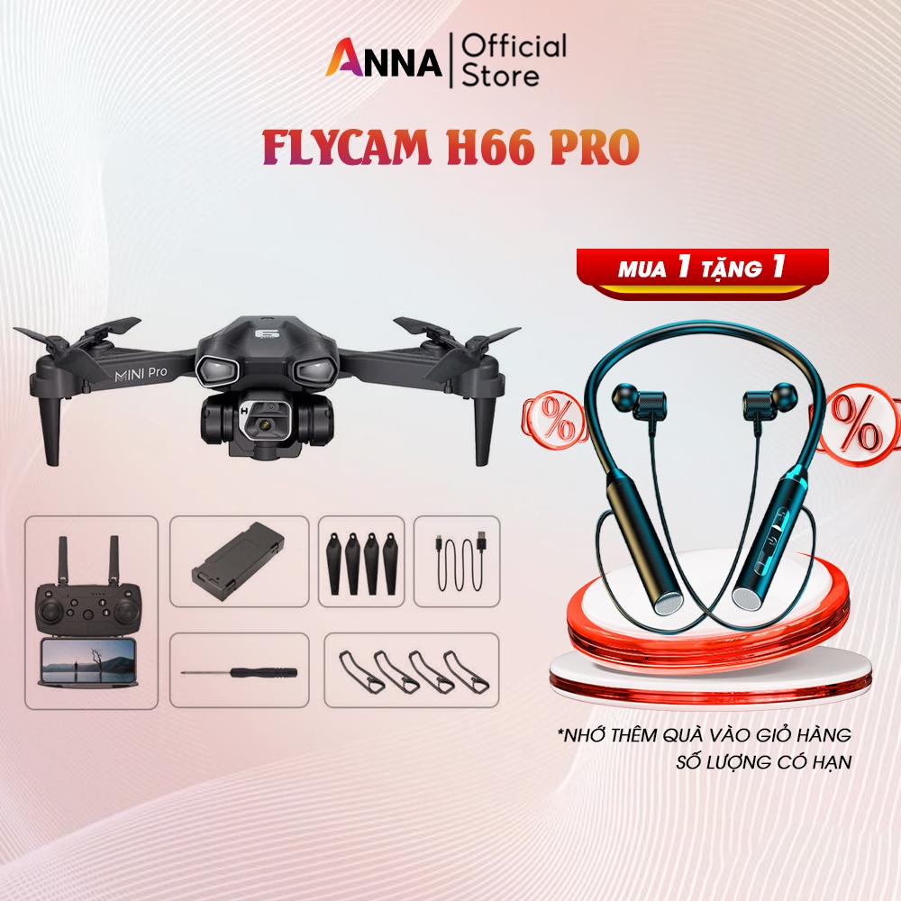 Flycam máy bay điều khiển từ xa Flycam mini H66 Pro Camera kép góc rộng phù hợp cho người mới chơi bảo hành 12 tháng