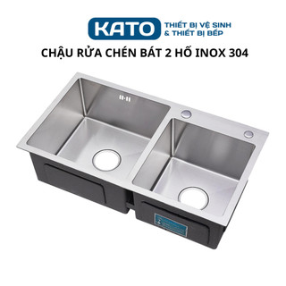 Chậu rửa bát đúc 100% inox sus304 2 hố dày dặn 7042 7843 8245