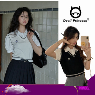 Áo gile croptop nữ len mềm tông màu basic DELIZ len dáng ngắn viền cổ hàng quảng châu Devil Princess 
