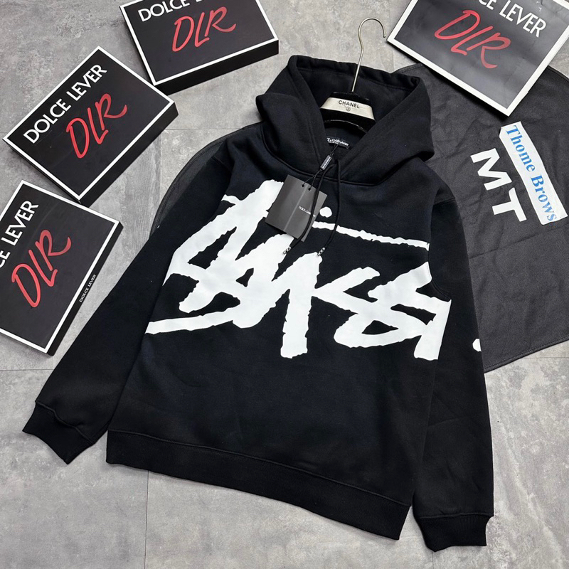 Áo Hoodie Stussy In Hoạ Tiết Chữ Kí Trắng Mũ Rộng 2 Lớp Vải Cotton Nỉ Cao Cấp , Áo Hoodie Nam Nữ Unisex KMG Fashion