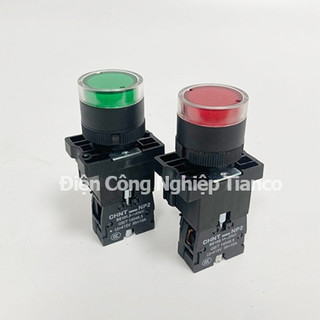 Nút nhấn np2-bw3462 màu đỏ 1nc nút nhấn np2-bw3461 màu xanh 1no 220v thân kim loại hãng chint