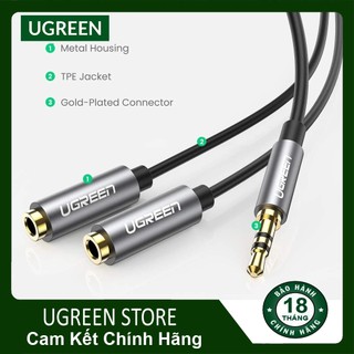 Cáp chia 1 cổng âm thanh 3.5mm ra 2 cổng ugreen chính hãng
