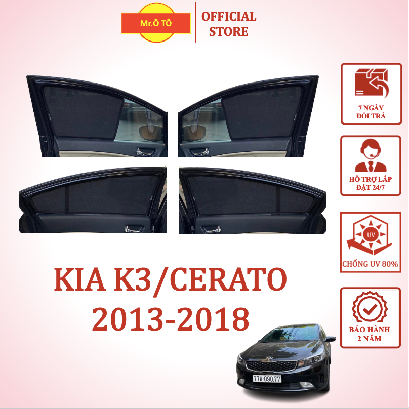 Rèm Che Nắng chống UV Xe Kia Cerato 2013-2018/K3 -chống UV - Loại 1 Mr Ô Tô - Bảo hành 2 năm
