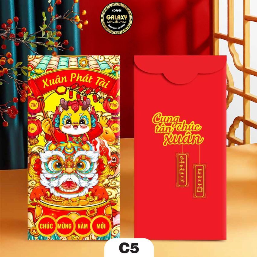 Bao Lì Xì Màu Đỏ Đẹp Bao Lì Xì Tết 2024 Giấy C150 Xịn Cứng Túi Độc Lạ Hoạt Hình Con Rồng Giáp Thìn Shop Galaxycoffee