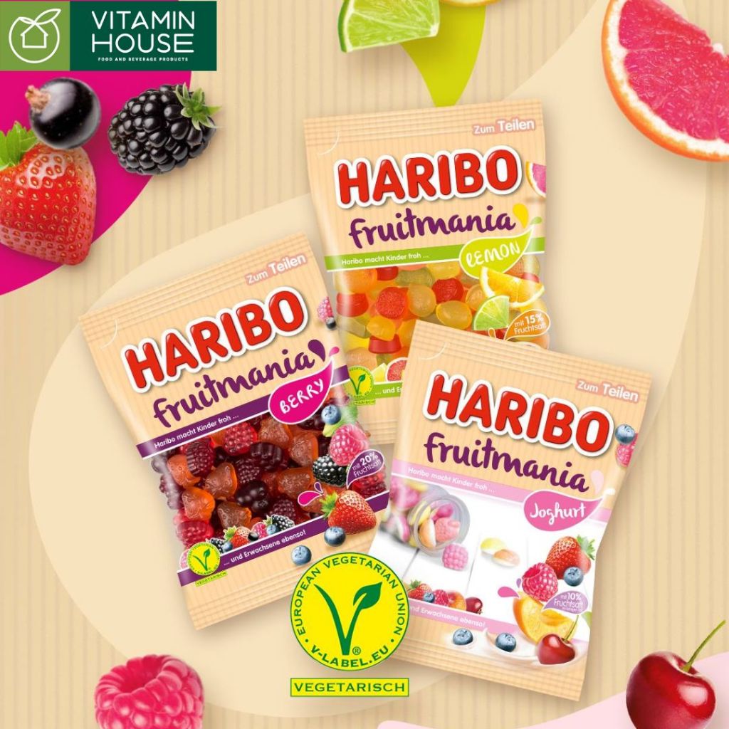 Kẹo dẻo chay Haribo Fruitmania Berry Veggie Gói 160g