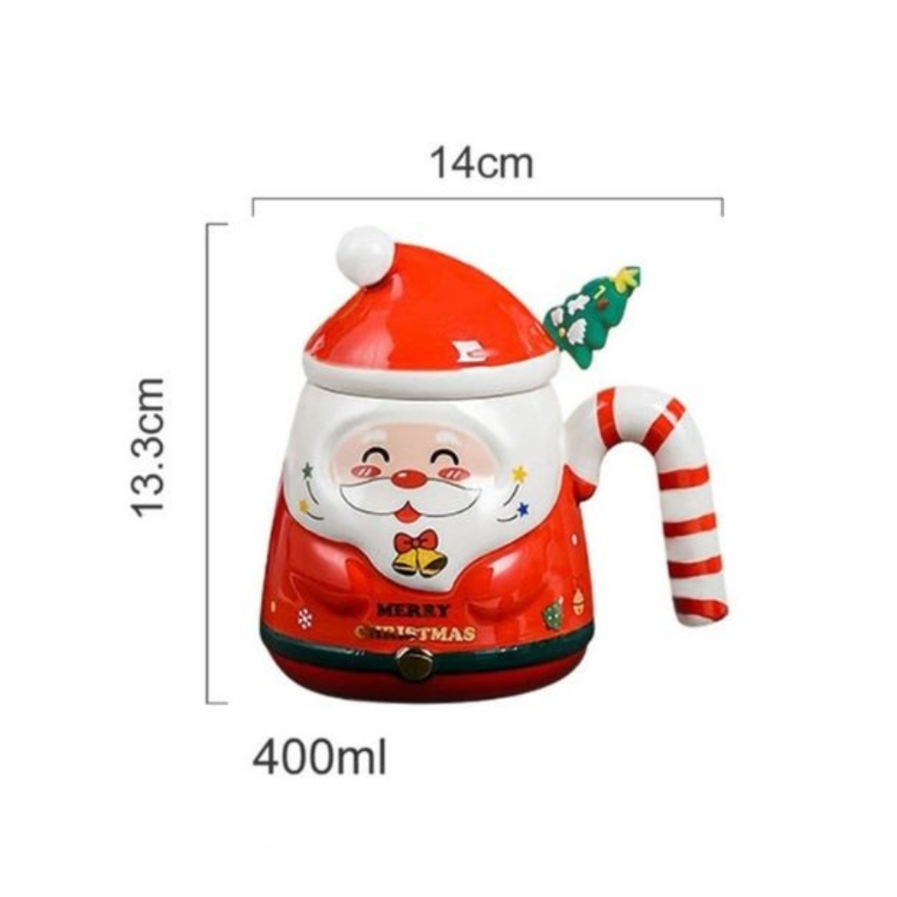 Cốc sứ ông già noel kèm thìa inox hình cây thông xinh xắn, hộp quà tặng giáng sinh đáng yêu