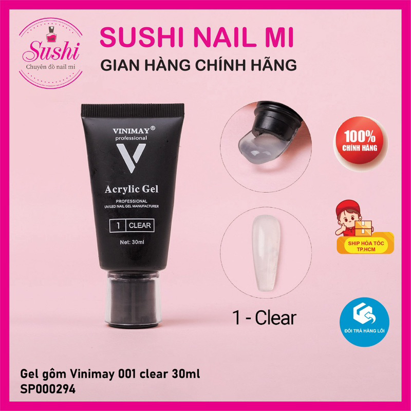 Gel gôm Vinimay nối móng úp nhanh, bền đẹp tuýp 30ml - Sushi nail mi