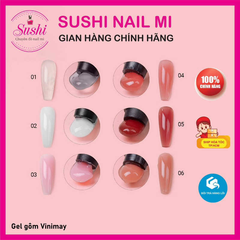Gel gôm Vinimay nối móng úp nhanh, bền đẹp tuýp 30ml - Sushi nail mi