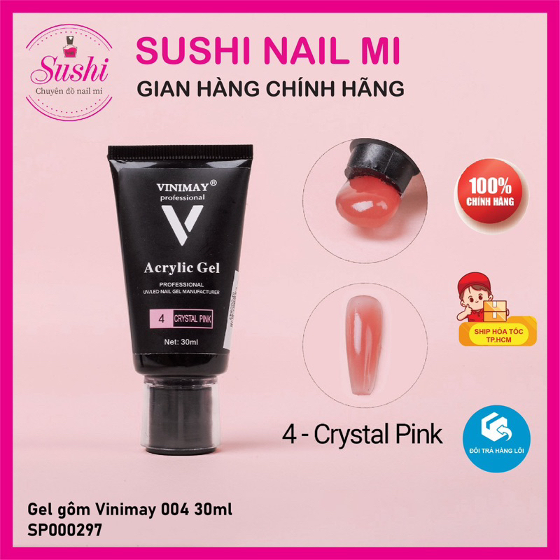Gel gôm Vinimay nối móng úp nhanh, bền đẹp tuýp 30ml - Sushi nail mi