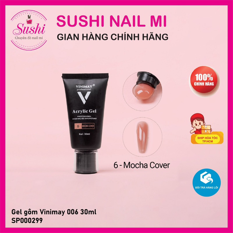 Gel gôm Vinimay nối móng úp nhanh, bền đẹp tuýp 30ml - Sushi nail mi