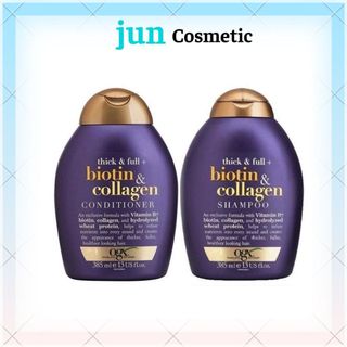 Cặp Dầu gội xả Biotin Collagen OGX tím nuôi dưỡng phục hồi ngăn rụng tóc 385ml chính hãng