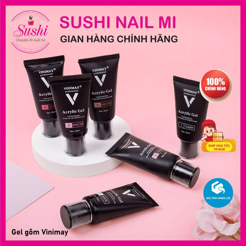 Gel gôm Vinimay nối móng úp nhanh, bền đẹp tuýp 30ml - Sushi nail mi
