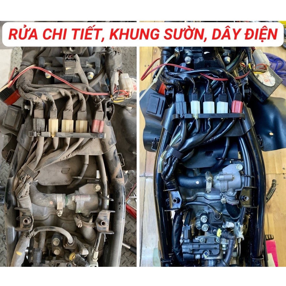 XÀ BÔNG RỬA XE BZ + TẨY RỬA DẦU NHỚT MOTORBIKE CLEANER + Chải Sên Đa Năng, Bao tay san hô