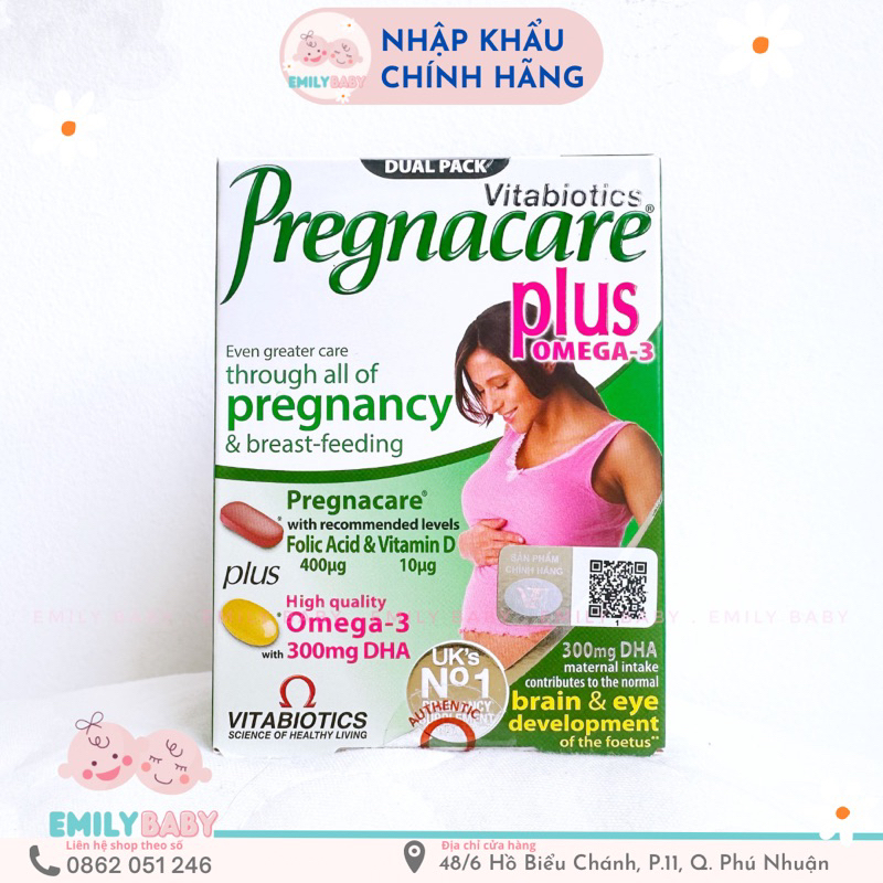 Vitamin tổng hợp cho mẹ bầu PREGNACARE Plus bổ sung Omega 3, 56 viên