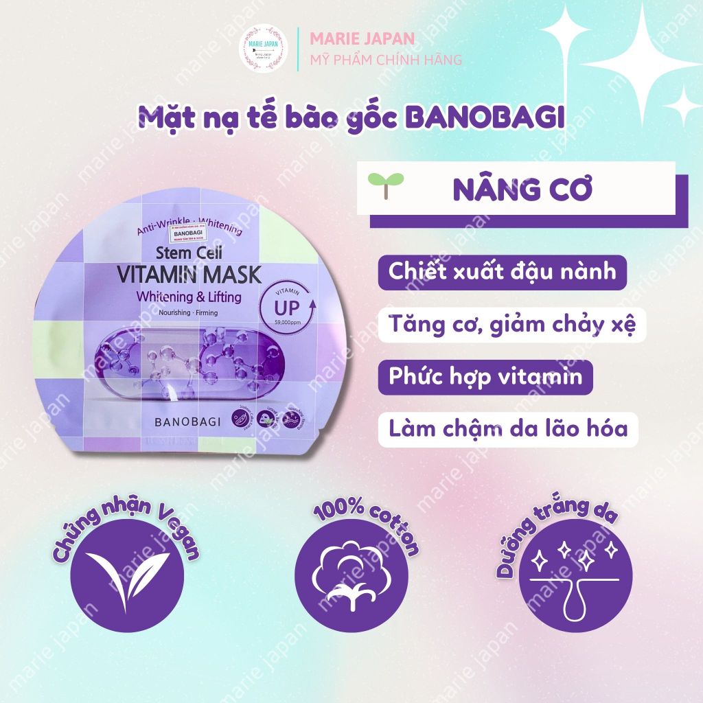 Mặt Nạ Banobagi STEM CELL Dưỡng Ẩm Trắng Da Vita Genic Jelly Vitamin Mask