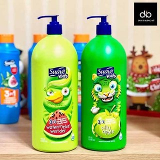 Sữa tắm gội xả suave kids 3 in 1 hương táo & dưa hấu của 532ml - 1180ml