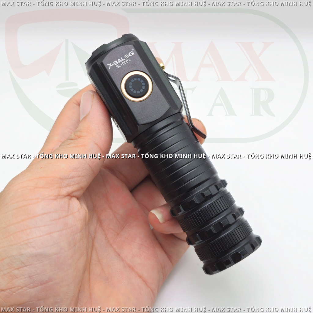 Đèn pin cầm tay mini siêu nhỏ siêu sáng tỏa X-BALOG 650X vỏ nhôm chống nước IPX7 độ sáng tối đa 2000 lumen Đèn cầm tay