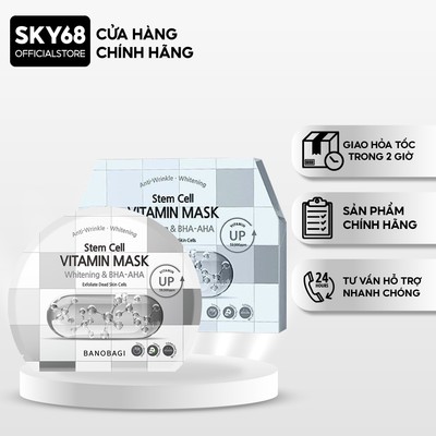 Hộp 10 Mặt nạ BANOBAGI Làm Sáng Da, Tẩy Tế Bào Chết Stem Cell Vitamin Mask 30ml x10 - CARO BHA-AHA