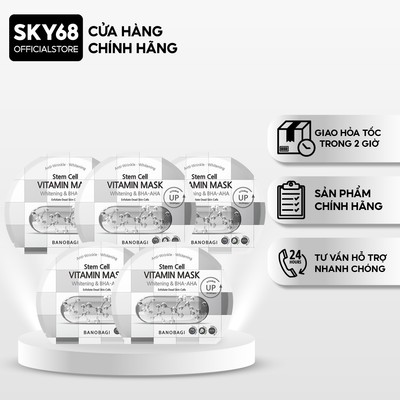 Combo 5 Mặt nạ BANOBAGI Làm Sáng Da, Tẩy Tế Bào Chết Stem Cell Vitamin Mask 30ml x5 - CARO BHA-AHA