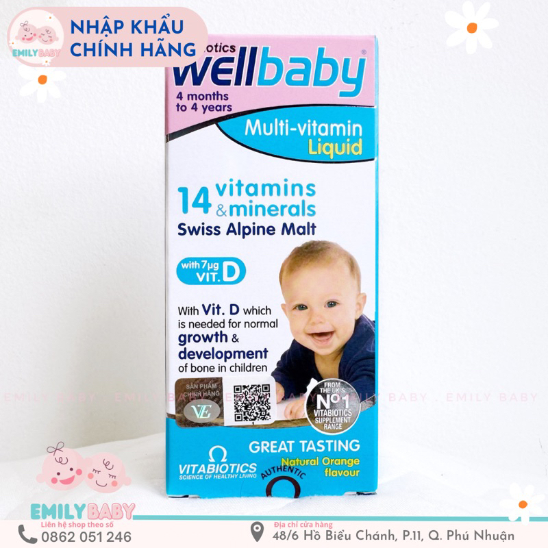 Vitamin tổng hợp cho bé Wellbaby Multivitamin hàng nhập khẩu