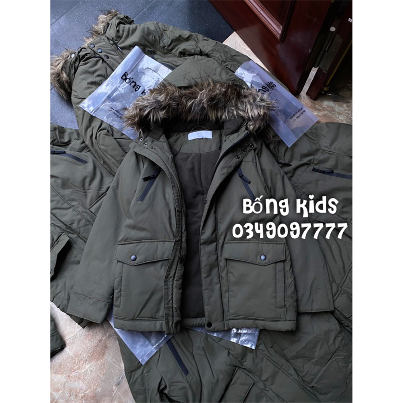Áo Parka Bé Trai Kaki Lót Nỉ RR