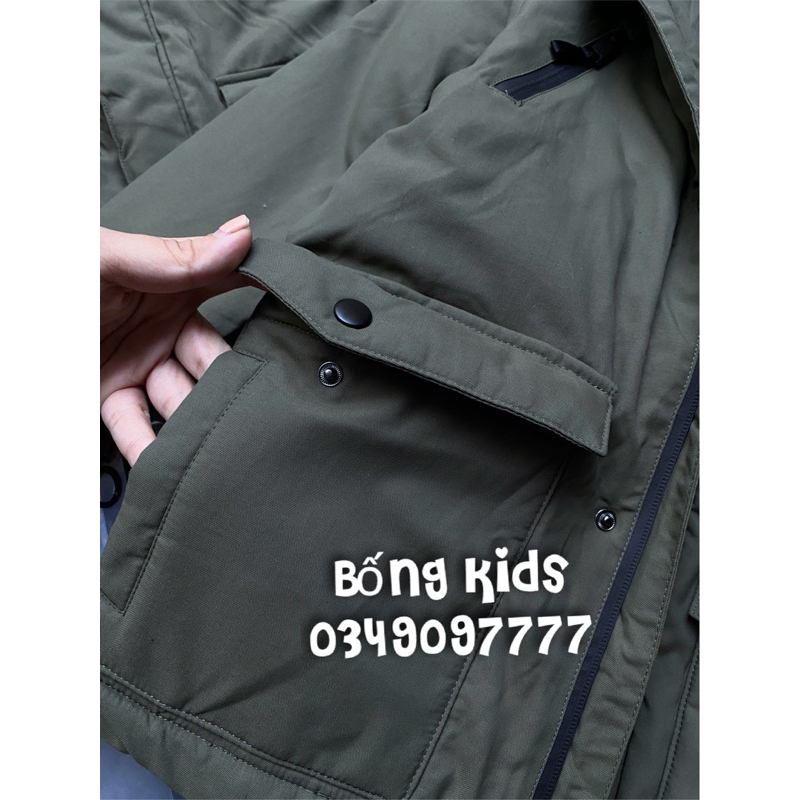 Áo Parka Bé Trai Kaki Lót Nỉ RR