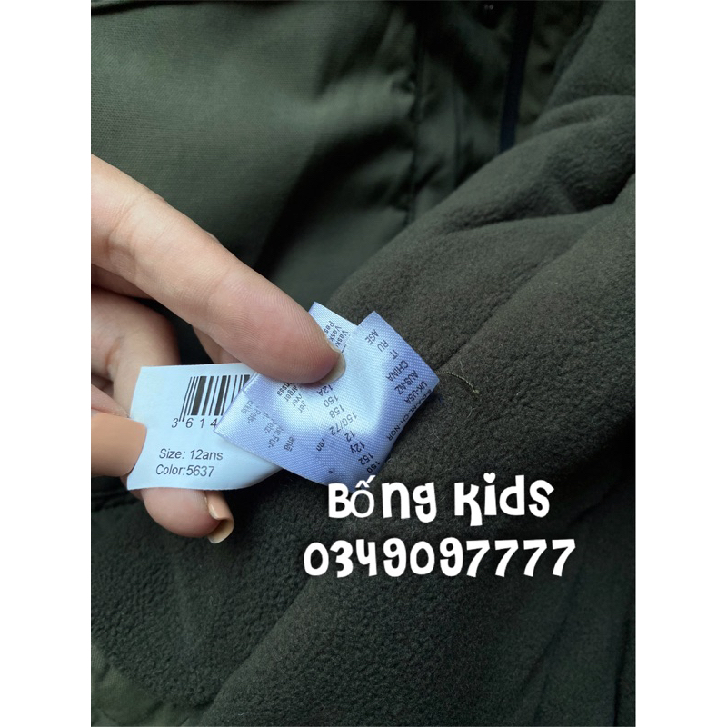 Áo Parka Bé Trai Kaki Lót Nỉ RR