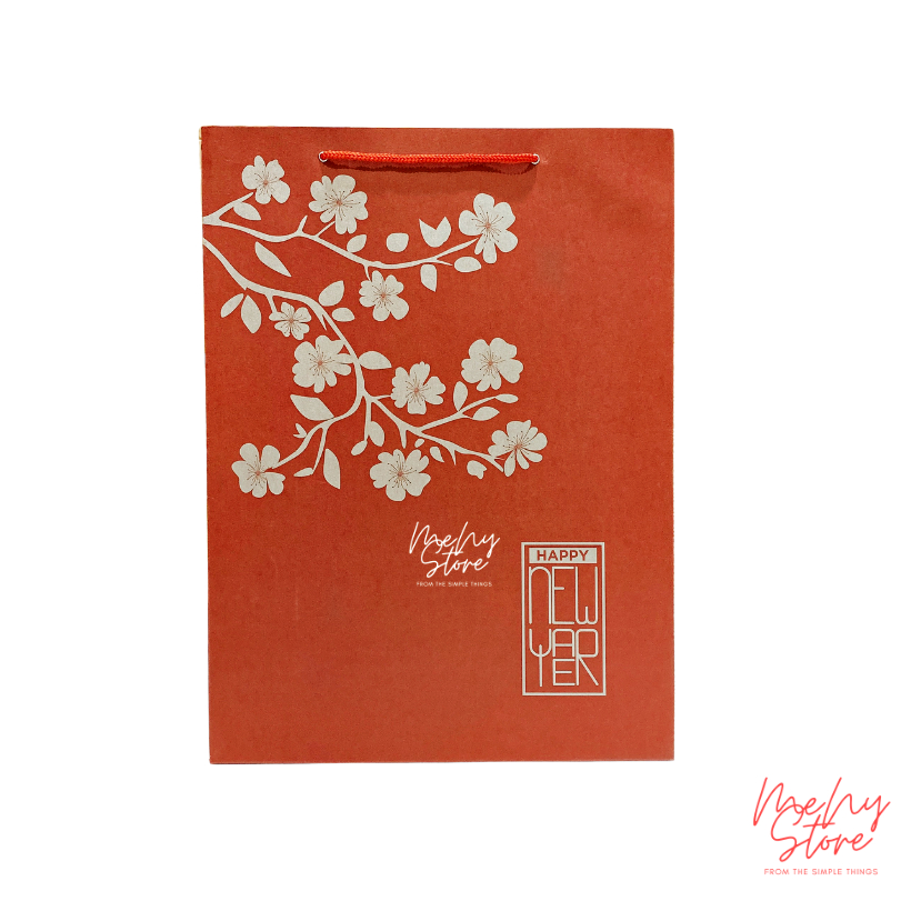 Combo 10 túi đựng quà Tết Kraft, túi xi măng Chúc mừng năm mới Happy new year