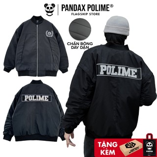 Bomber jacket pilot nam nữ varsity trần bông local brand tay nhúm unisex boxy crop top bigsize Pandax Polime phao đen