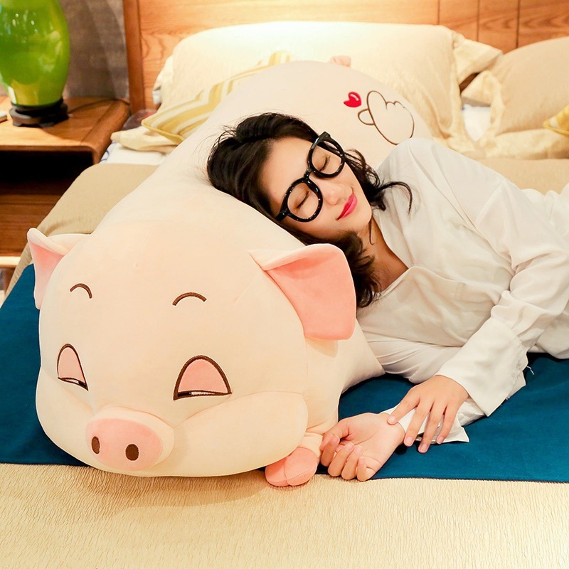Gấu bông heo hồng,ngủ gật, mắt hồng,mắt híp chất liệu miniso 4 chiều size 1m1
