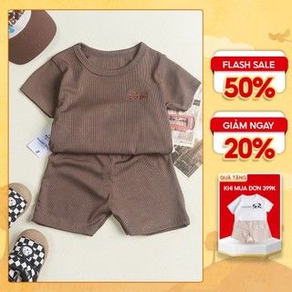 Đồ bộ bé gái, bé trai Bamikids đồ bộ cho bé bộ thun tăm lạnh mềm mịn màu nâu 0-5 tuổi quần áo trẻ em - BBK6.3