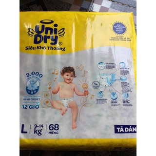 Hcm - chính hãng- tã dán unidry l68 cho bé từ 9-14kg - date luôn mới