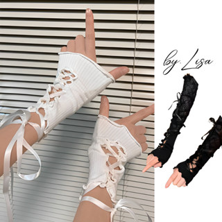 Găng tay đan dây phong cách JK Cosplay, Ống tay Len hở ngón kiểu dáng Punk Gothic by.Lisa