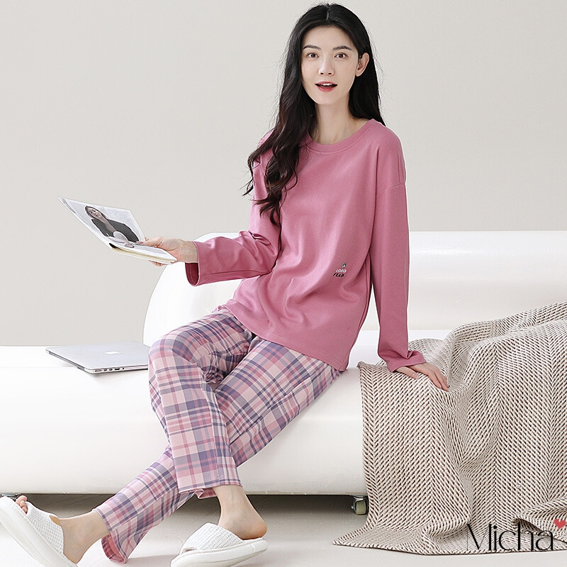 Đồ bộ cotton dài tay nữ mặc nhà, mặc ngủ Micha F59