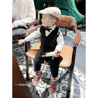 Set vest sơ mi công tử kèm gile bé trai, Set 3 chi tiết Công Tử cho bé từ 8-17kg - N6