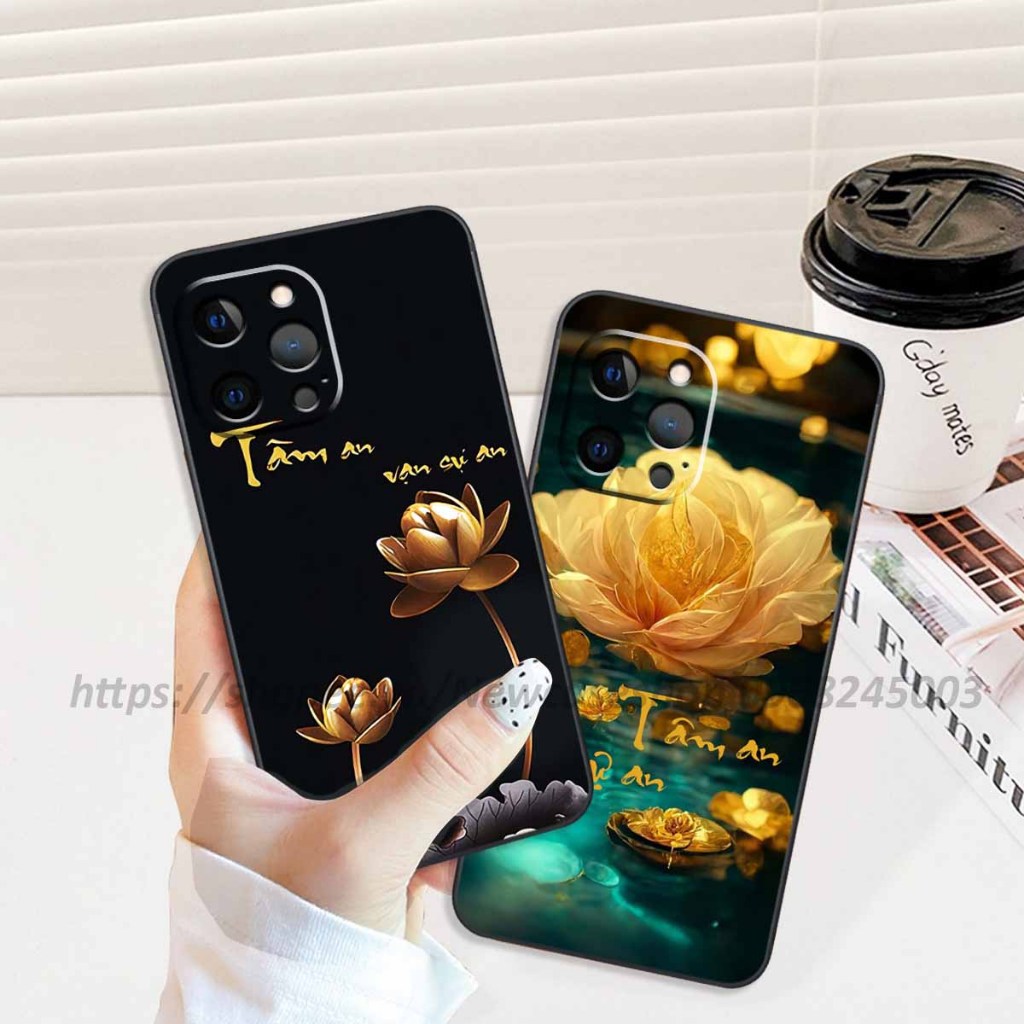 Ốp lưng TPU Viền vuông Iphone 12/ 12 Mini/ 12 Pro/ 12 Pro Max in hình thư pháp,tâm an vạn sự an giản dị