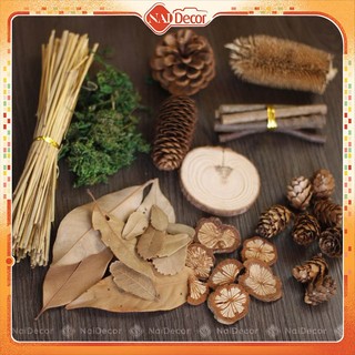 Set Đồ Khô Chụp Ảnh Sản Phẩm (Set Số 04) Nai Decor Set Thảo Mộc, Lá Khô, Hạt Thông, Hạt Sồi Trang Trí Noel, Tiệc