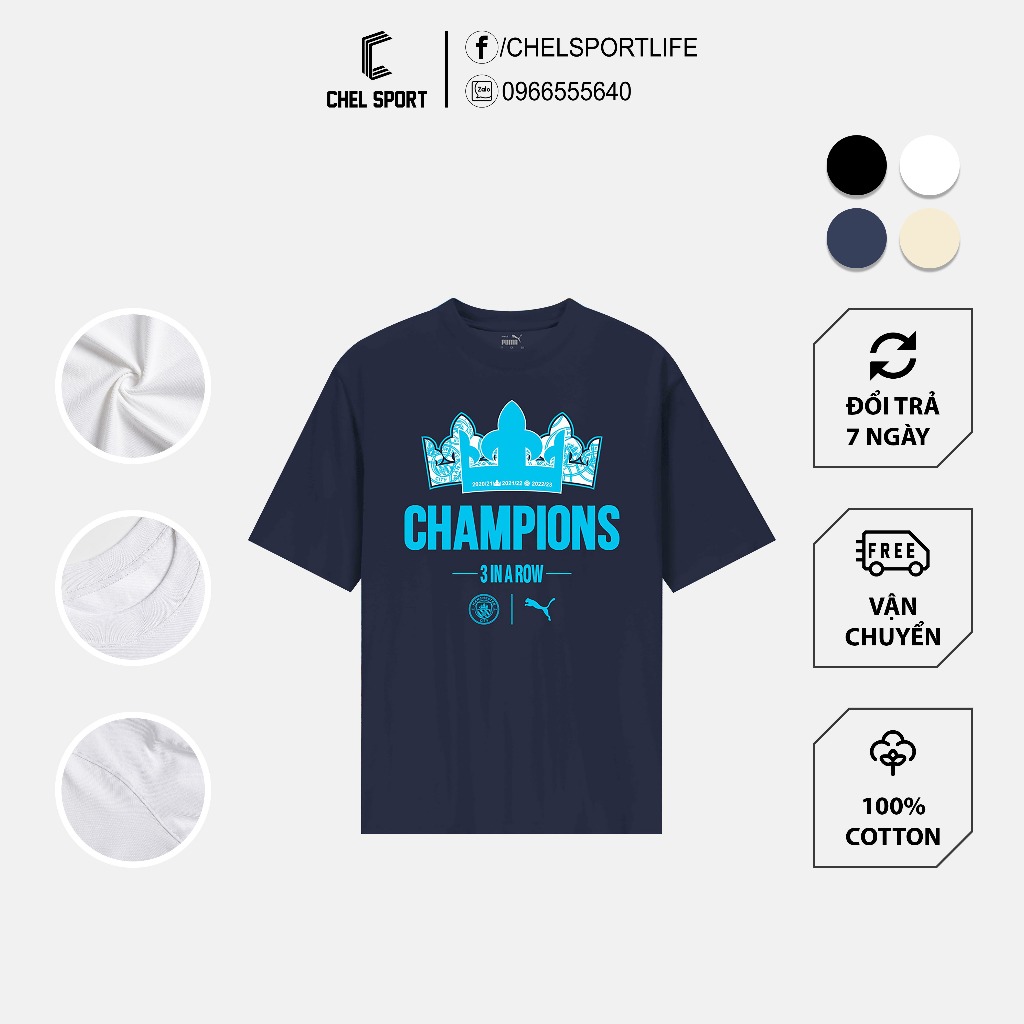 Áo thun MC 3 In A Row EPL 100% cotton